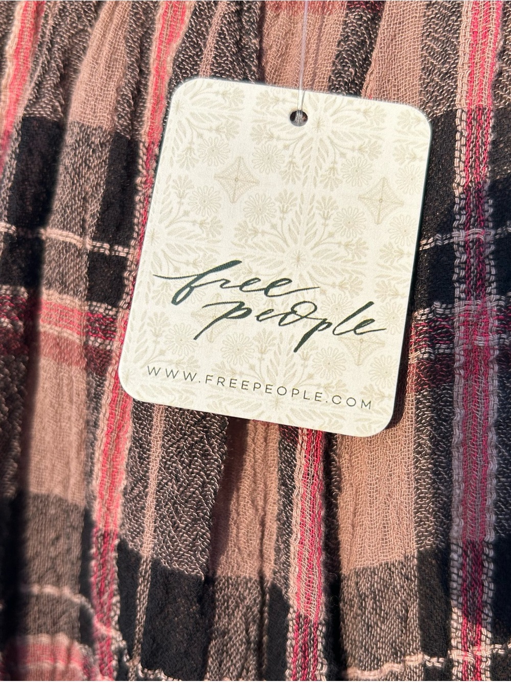 NWT🌷Free People Plaid Printed Mid Rise A-Line Maxi Skirt - Picture 10 of 15